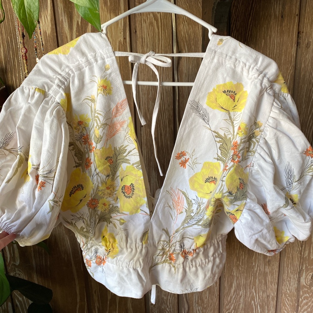 Psychic Outlaw - handmade graham short sleeve tablecloth top - women’s size S - Picture 5 of 5